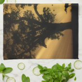 日の出のキッチンタオルに美しい馬 キッチンタオル (折り畳み)