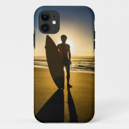 日の出のサーファーのシルエット iPhone 11 ケース