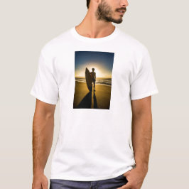 日の出のサーファーのシルエット Tシャツ