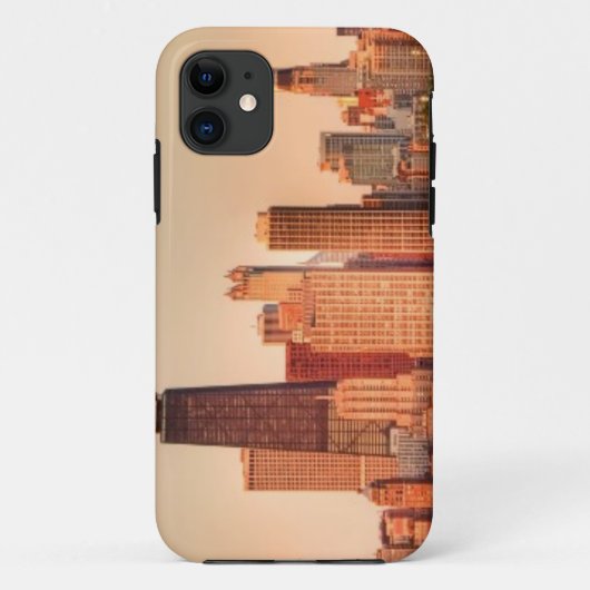 日の出のシカゴのスカイラインのパノラマ Case-Mate iPhoneケース (裏面)