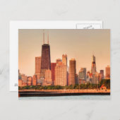 日の出のシカゴスカイラインのパノラマ ポストカード (正面/裏面)