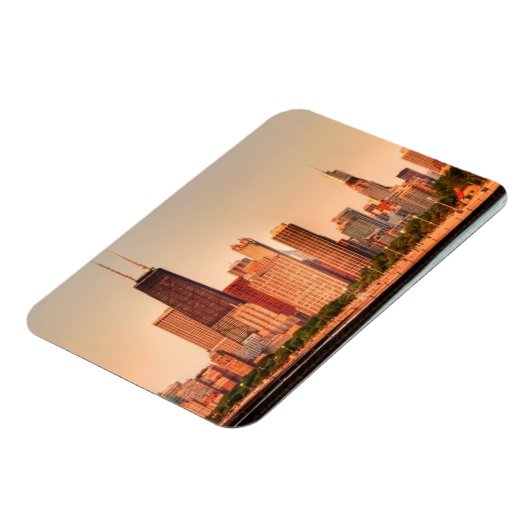 日の出のシカゴスカイラインのパノラマ マグネット (左側)