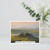 日の出のトスカーナの丘の風景 ポストカード (スタンド正面)