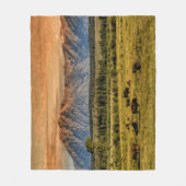 日の出のバイソン フリースブランケット (正面)