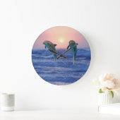 日の出のバンドウイルカ ラージ壁時計 (ホーム)