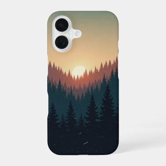 日の出のビンテージ森 iPhone 16ケース (裏面)