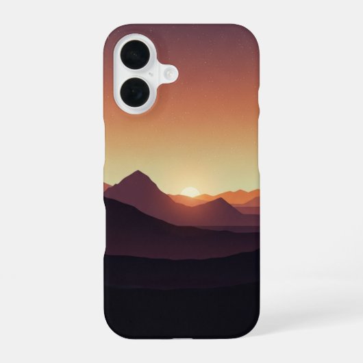 日の出のビンテージ砂漠の山々 iPhone 16ケース (裏面)