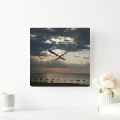 日の出のビーチでギリシャ名勝シースケープフォト ラージ壁時計 (ホーム)