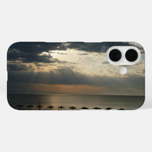 日の出のビーチでギリシャ名勝シースケープフォト iPhone 16ケース
