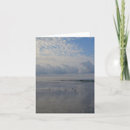 日の出のビーチのメッセージカードのシギ カード