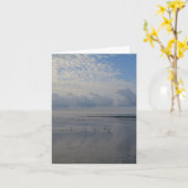 日の出のビーチのメッセージカードのシギ カード (黄色い花)