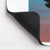 日の出のフクロウの飛ぶ鳥 マウスパッド (コーナー)