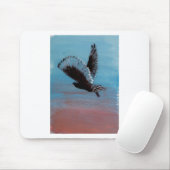 日の出のフクロウの飛ぶ鳥 マウスパッド (マウス)