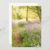 日の出のブルーベルの森を通る道 招待状 (正面/裏面)