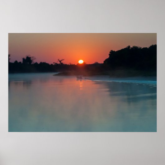 日の出のボートで川を渡る ポスター (正面)