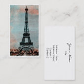 日の出のヴィンテージのスタイル#3のエッフェル塔 名刺 (正面/裏面)
