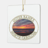 日の出の上の海、子猫ホーク、外側の銀行NC セラミックオーナメント (左)