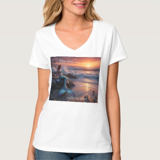 日の出の人魚 - 海が私を呼んでいる - Tシャツ (正面)