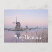 日の出の光と風車のクリスマスカード シーズンポストカード (正面)