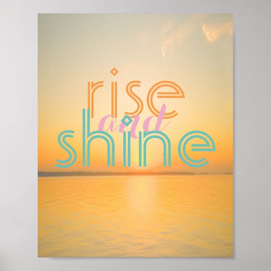 日の出の写真にポスター文字を立ち上げて輝く ポスター (正面)