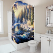 「日の出の冬の川」 シャワーカーテン (インサイチュ)