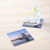 日の出の冬の風車、オランダのコースター スクエアペーパーコースター (インサイチュ)