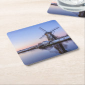 日の出の冬の風車、オランダのコースター スクエアペーパーコースター (アングル)