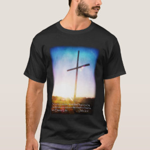 日の出の十字のジョンの3:16のTシャツの暗い色 Tシャツ