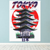 日の出の国日本寺院ロゴ キャンバスP キャンバスプリント (インサイチュ (ウッドフロア))