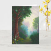 「日の出の園路」グリーティングカード カード (黄色い花)