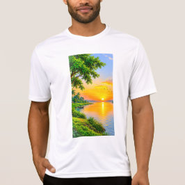 日の出の川の風景 Tシャツ