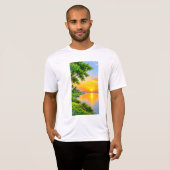 日の出の川の風景 Tシャツ (正面フル)