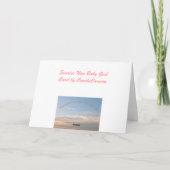 日の出の新生児の女の子カード 案内状 (裏面)