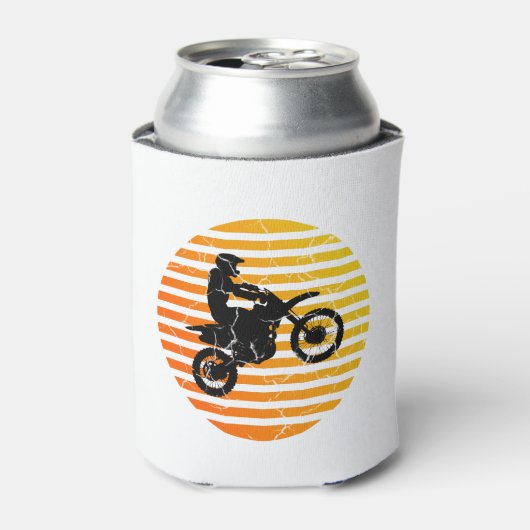 日の出の日没にエアキャッチするモトクロスダートバイク 缶クーラー (缶正面)