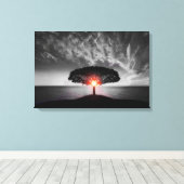 日の出の日没：カラスプラッシュ キャンバスプリント (インサイチュ (ウッドフロア))