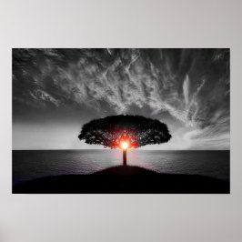 日の出の日没：カラスプラッシュ ポスター