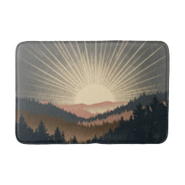 日の出の森の山々 バスマット