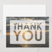 日の出の海の切り抜きのあるビーチの写真 サンキューカード (正面/裏面)