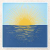 日の出の海の新しい開始 ガラスコースター (正面)