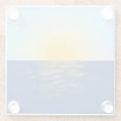 日の出の海の新しい開始 ガラスコースター (裏面)