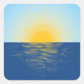 日の出の海の新しい開始 スクエアシール (正面)