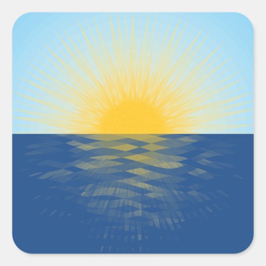 日の出の海の新しい開始 スクエアシール (正面)