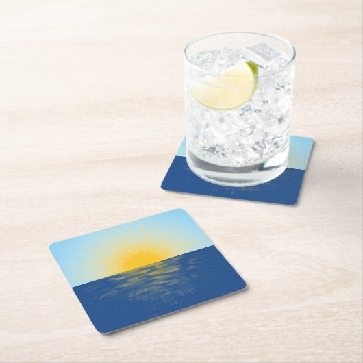 日の出の海の新しい開始 スクエアペーパーコースター (インサイチュ)