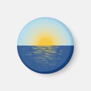 日の出の海の新しい開始 マグネット