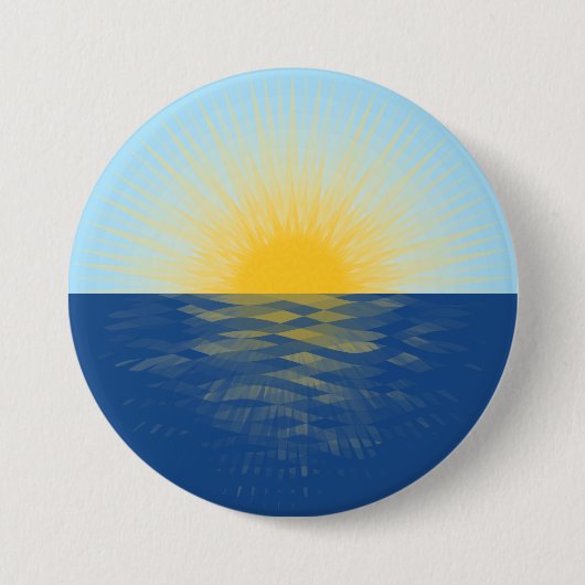 日の出の海の新しい開始 缶バッジ (正面)