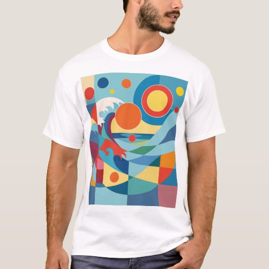日の出の海の波 Tシャツ (正面)