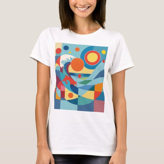 日の出の海の波 Tシャツ (正面)