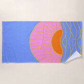 日の出の海波 ビーチタオル (正面)