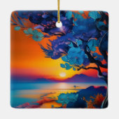 日の出の湖で花の木 セラミックオーナメント (裏面)