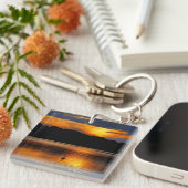 日の出の湖、風光明媚な写真、 キーホルダー (正面右)